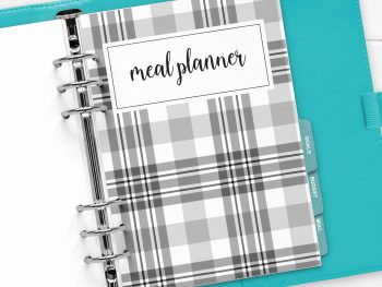 A5 Black and White Meal Planner