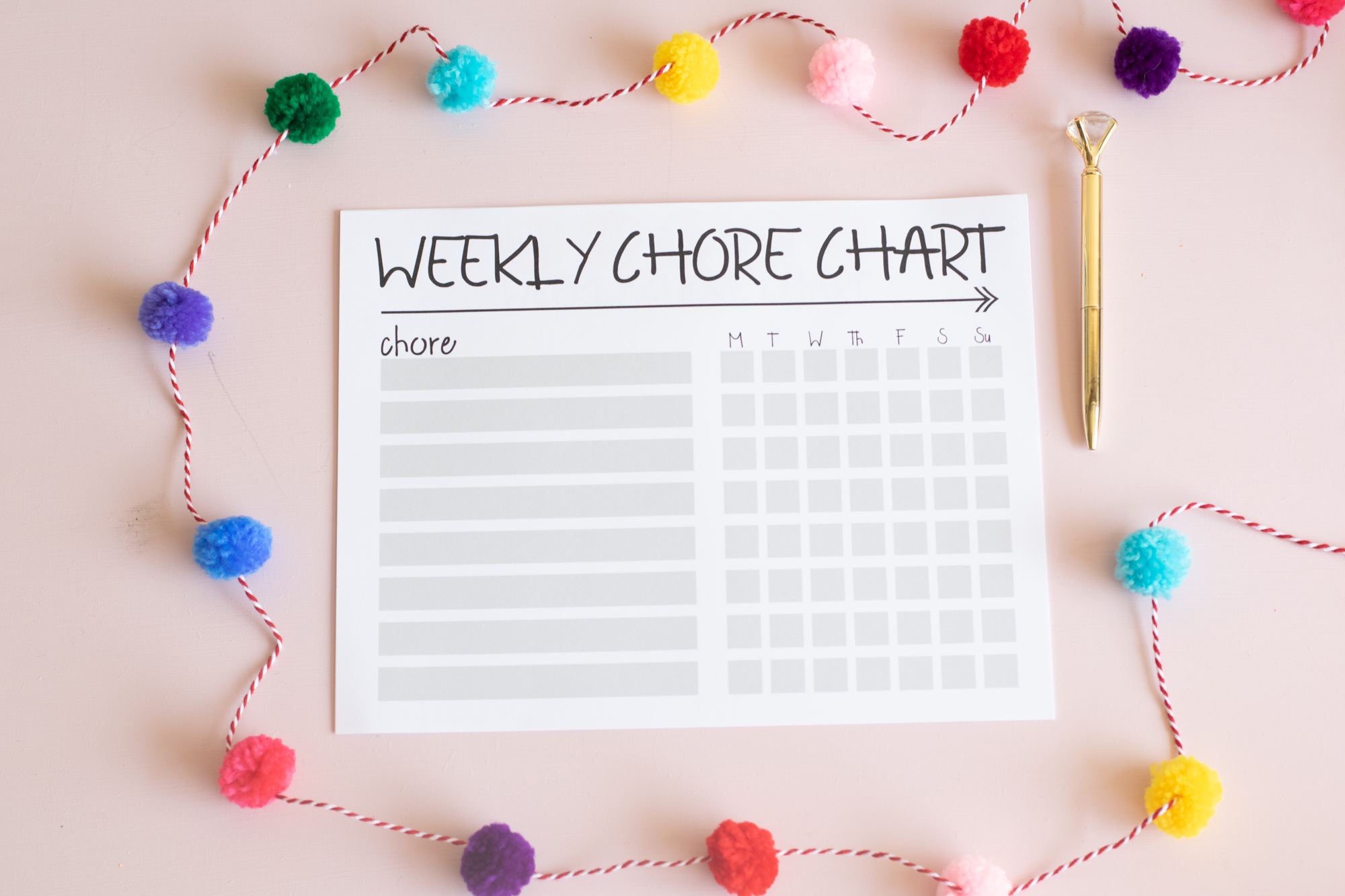 Black and White Chore Chart