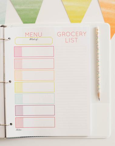 Colorful Meal Planning Pages