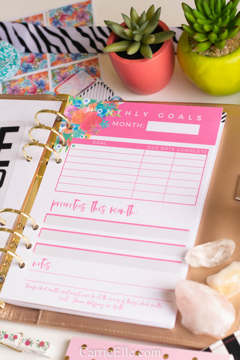 Monthly Goal Tracking Page