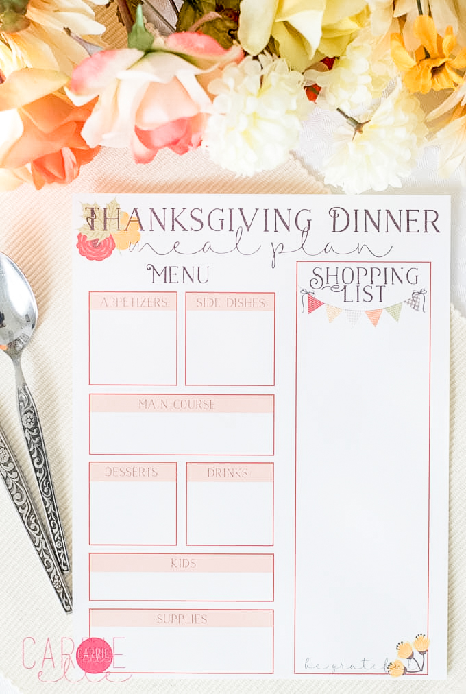 Rustic Thanksgiving Dinner Meal Planning Page
