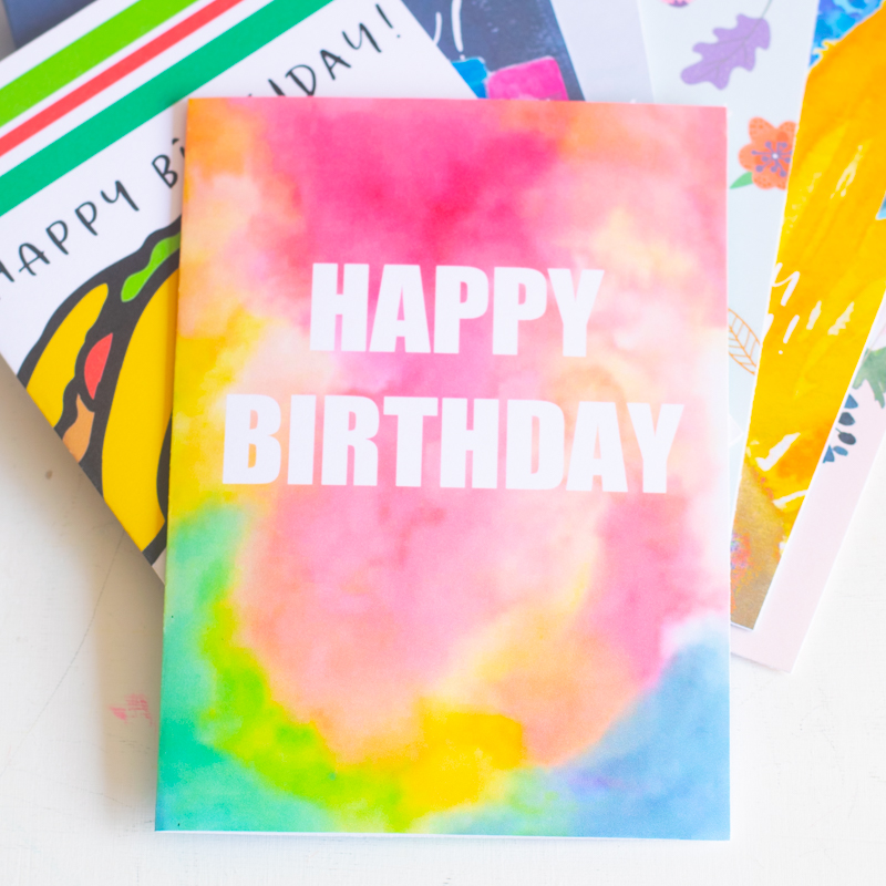 Rainbow Tie Dye Birthday Cards