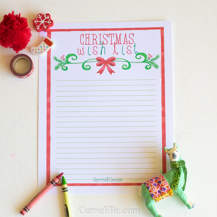 Printable Christmas Wish List for Kids