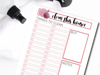 Cleaning Checklist Pink