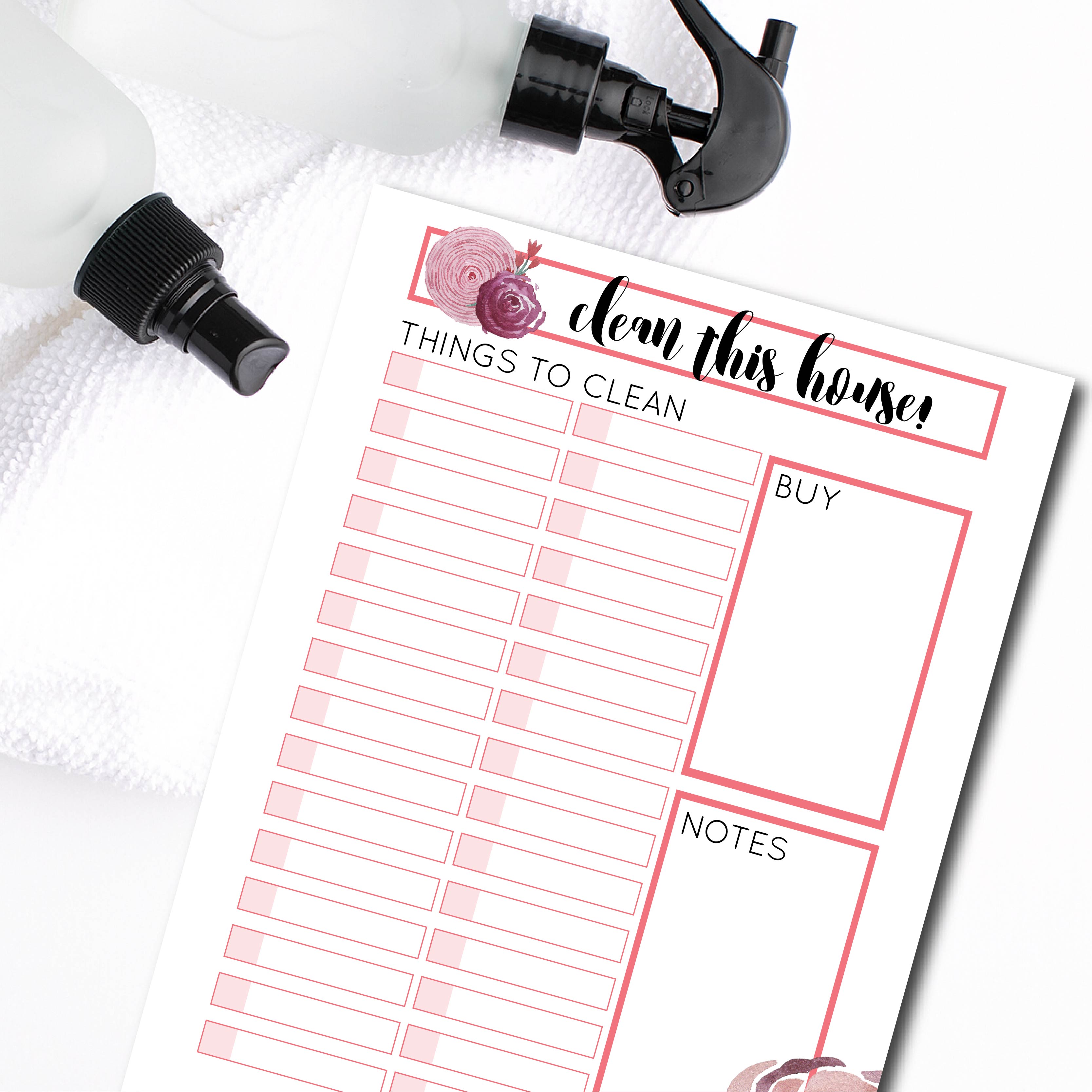 Cleaning Checklist Pink