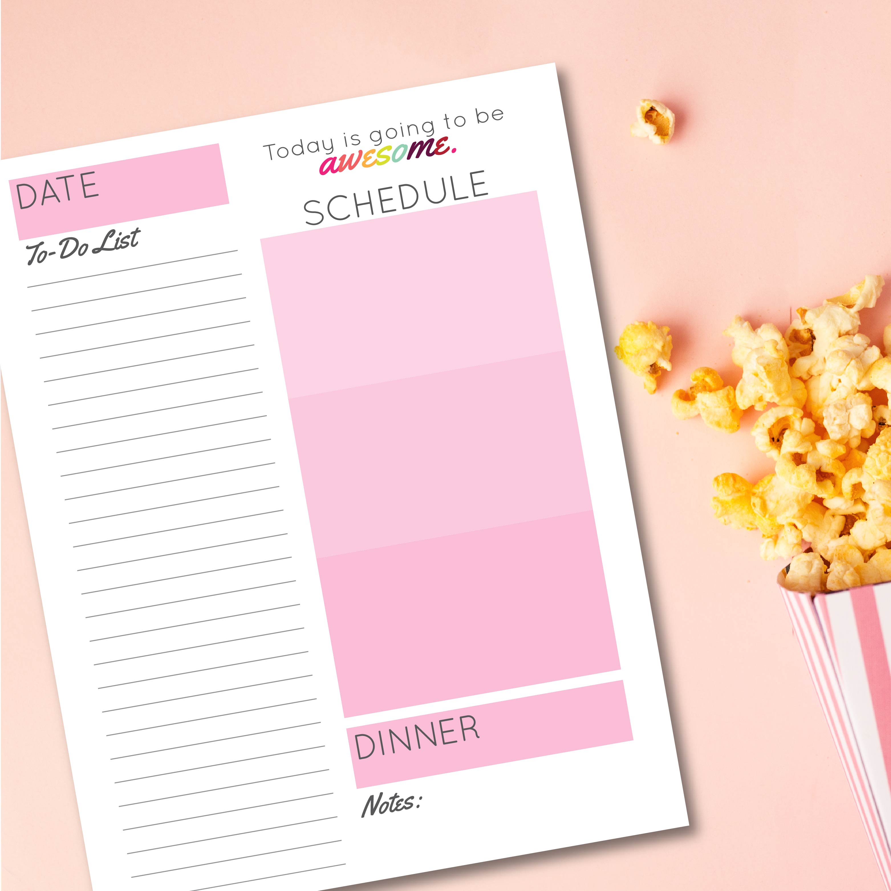 One Day Planning Page Pink
