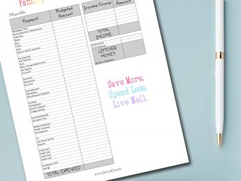 Family Budget Worksheet
