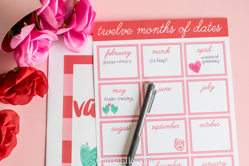 12 Months of Dates Printable